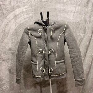 me Jane Gray Sherpa Lined Hooded Duffle Jacket Women's Medium Toggle‎ Closure